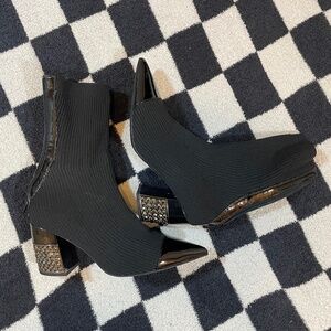 jeffrey campbell fulfill bootie in black sock pewter